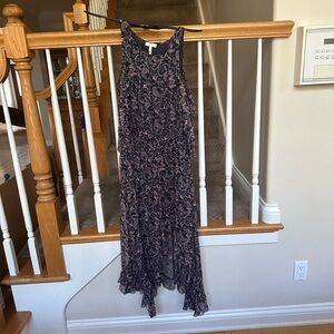 Joie Agnek Split-Neck Cold-Shoulder Printed Silk dress